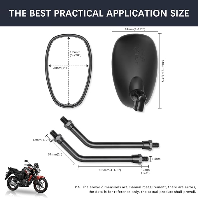 DREAMIZER Black Motorcycle Mirrors for Handlebars 10MM Handlebar Side Mirrors with Clamp Mount Compatible with M109 Valkyrie Road Star V Star XVS XSR VRZ 1800 - Oval