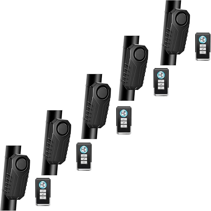Bike Alarms,Bike Alarm Anti Theft, Bicycle Alarms with Remote,113dB Super Loud Bicycle Vibration Motion Sensor Siren Anti Theft Security System IP65 Waterproof, 5Pack