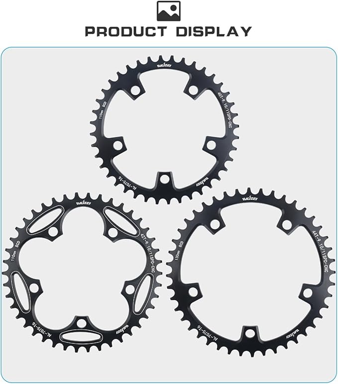 110/130 BCD Chainring 36/38/40/42/44/46/48/50/52/54/56/58/60T 5 Screws Round Narrow Wide Bicycle Chainring for 9/10/11 Speed Road Bike Folding Bicycle