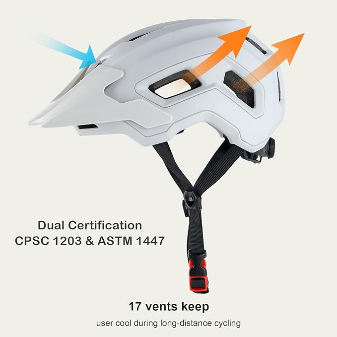 Bike Helmet for Adult & Youth, Lightweight MTB Helmet with Adjustable Visor for Mountain/Road Cycling, 2 Sizes for Men Women Boys Girls