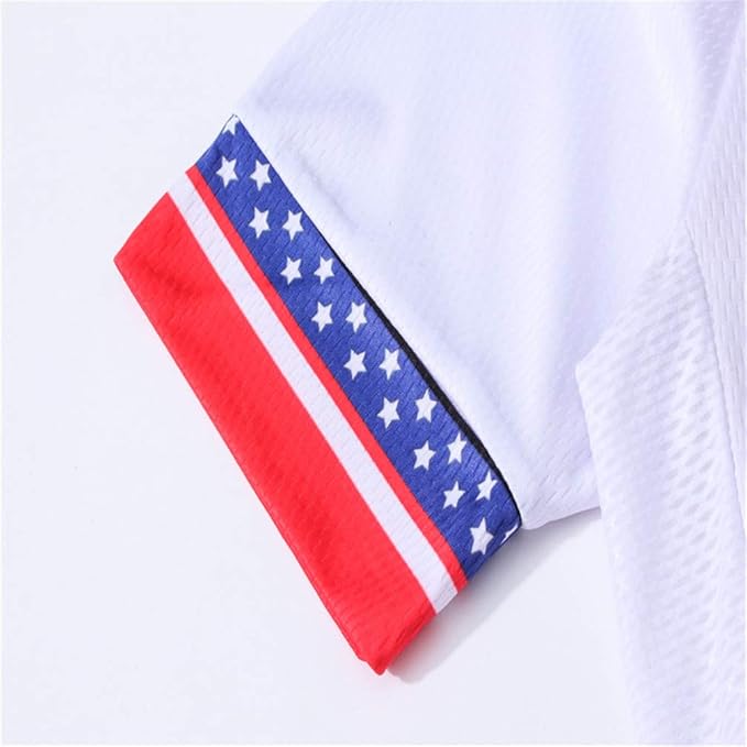 JPOJPO USA Cycling Jersey Men Short Sleeve Bike Shirts Biking Jersey Summer American Bicycle Tops with 3 Pockets Reflective