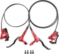 Cyclon MTB Hydraulic Disc Brakes Set, Black/Red Aluminum Alloy Hydraulic Brakes for Mountain Bike Left Front 1000mm Right Rear 1700mm Hydraulic Bicycle Brakes with is/PM Adapter Fit 160mm Rotor