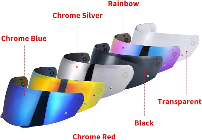 HJ-33 Visor Shield Replacement, I90 Visor Face Shield Compatible With HJ-33 Helmet Visor Accessories (Chrome Red)