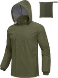 COOFANDY Men's Rain Jacket Waterproof Packable Raincoat Lightweight Rain Shell Hood Travel Golf Hiking Cycling Zip Pockets