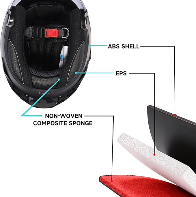 TCT-MOTORPARTS Adult Dual Visors 3/4 Open Face Motorcycle Helmet Motorbike Racing Street Bike Helmets DOT Approved Matte Black X-Large
