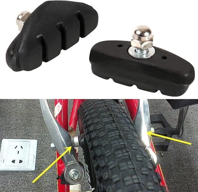 Bike Brake Pads Set, 3 Pairs Road Mountain Bicycle V-Brake Blocks Shoes with Hex Nut and Shims,50mm