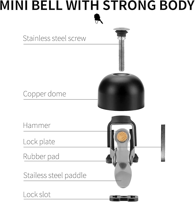 ROCKBROS Bike Bell Classic Bicycle Bell for Bike Ring Bell with Loud Sound Bells for Road Mountain Bike Handlebars Adults