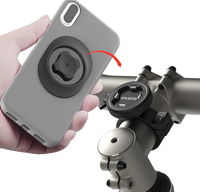 sincetop Bike Phone Mount, Quick Release Motorcycle/Bicycle Phone Holder - Robust Aluminum Stem Phone Mount for MTB/Mountain/Road Bicycle/Scooter Handlebar Clamp for iPhone and 4"-7.3" Smartphones