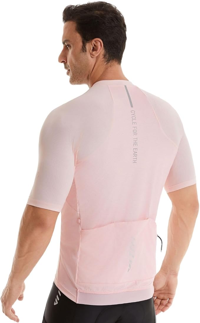 Wulibike Cycling Jersey Men Short Sleeve, Road Bike Shirts 1/4 Zipper with Pockets, Bicycle Clothing Breathable Quick Dry