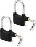 QWORK Alarm Lock, 110 dB Anti-Theft Security Padlock, 2 Pack Door Motorcycle Bicycle Padlock, Universal Security Siren Alarm Lock with 3 Keys (Black)