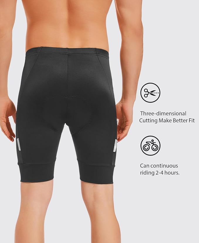qualidyne Men's Cycling Shorts 4D Padded Bike Biking Shorts Road Riding Bicycle UPF 50+ Cycle Shorts Pockets