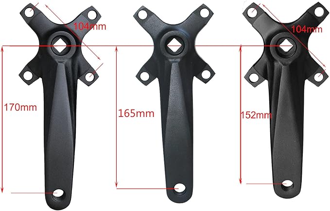 MTB Crank Arm Set 104 BCD Square Taper Mountain Bike Crankset 152mm 165mm 170mm