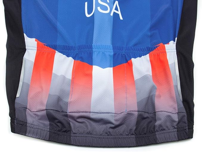Lo.gas USA Cycling Jersey Men Short Sleeve Bike Biking Shirts American Flag Road Bicycle Clothing Full Zip with Pockets