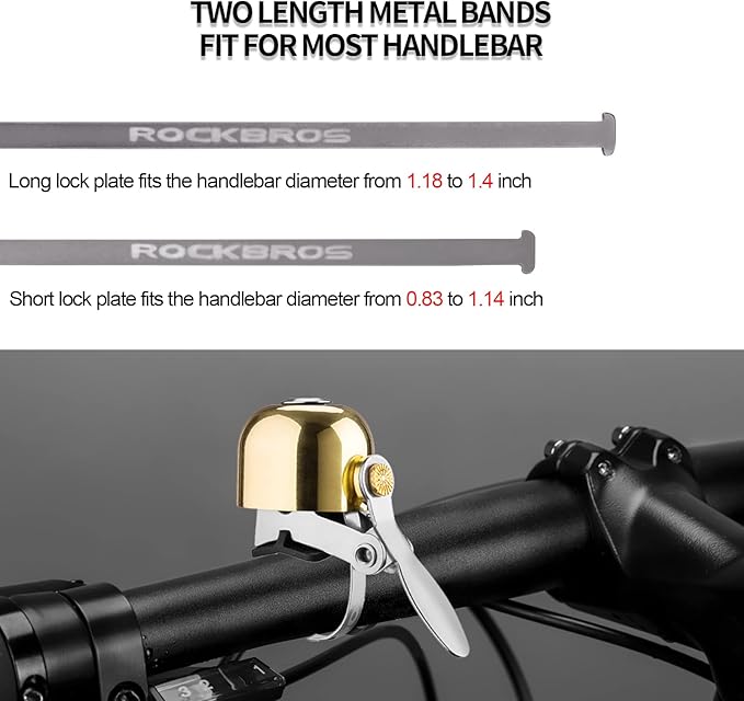 ROCKBROS Bike Bell Classic Bicycle Bell for Bike Ring Bell with Loud Sound Bells for Road Mountain Bike Handlebars Adults