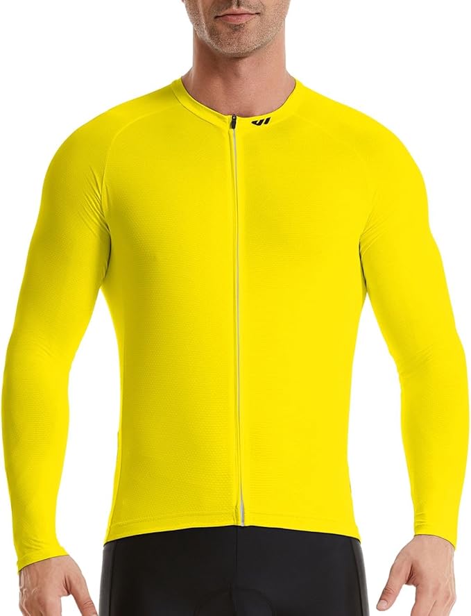 Men's Cycling Jerseys Long Sleeve Bike Biking Shirts Full Zip with Pockets Road Bicycle Clothing