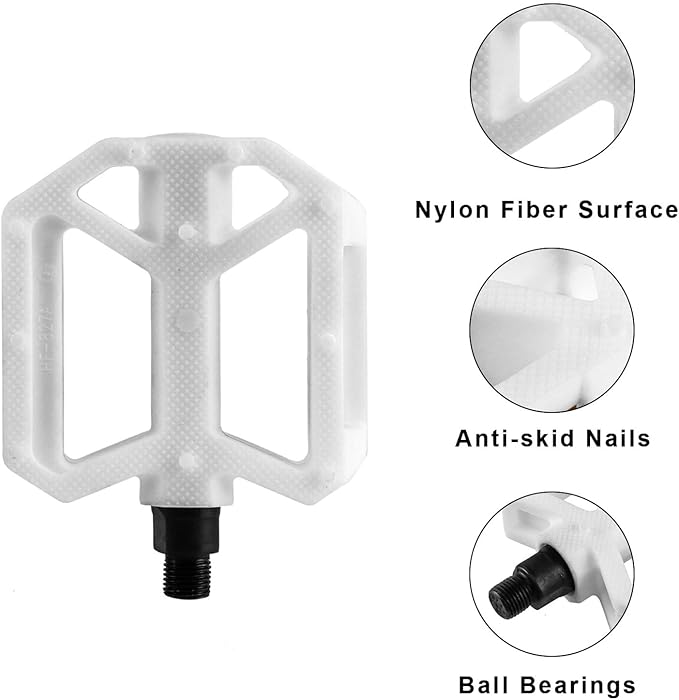 AVASTA Durable Polypropylene Bicycle Pedals with Reflector for Mountain Bike Road Bike and Other Bicycles,Two Thread Size（9/16”&1/2“）