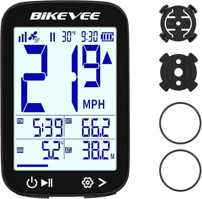 Bike Speedometer GPS Wireless Cycling Computer – Auto Start/Stop, Auto Backlight, Waterproof Bicycle Odometer MPH KM/H, 2.4" LCD Display