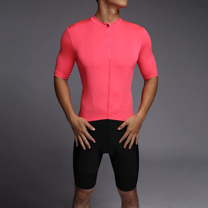 Men's Cycling Jersey Zipper Pocket Short Sleeve Lightweight Aero Race Fit Bike Jersey, UPF 50+ Biking Cycling Shirt