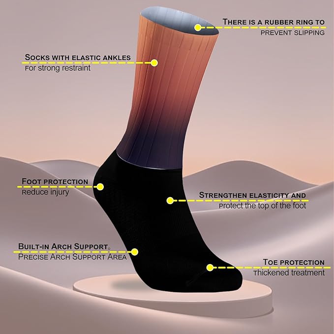 Cycling Socks Athletic Crew Socks Breathable Cushioned Compression Running Hiking Socks For Mens Womens