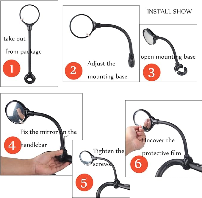 Bike Mirror Rotatable And Adjustable Wide Angle Rear View Shockproof Convex Mirror Universal For Bike Bicycle