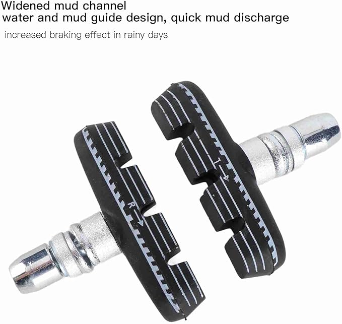 Bike Brakes Pads Set Bicycle V Brake Pads for Mountain and Road Bike, No Noise, No Skid, Folding Bicycle Brake Blocks Kit for Front and Rear Wheels 1 Pair