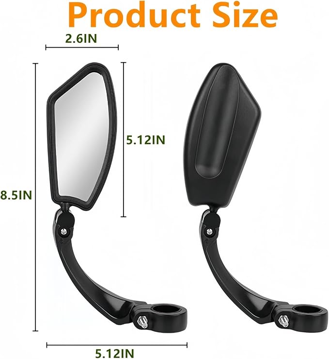 2 Pack Adjustable Handlebar Bike Mirror,Universal Fit Rearview Bicycle Mirrors,Scratch Resistant Glass Lens,360° Rotatable Safety E-bikes Rear View Mirrors,Compatible with Mountain Bikes,Road Bikes