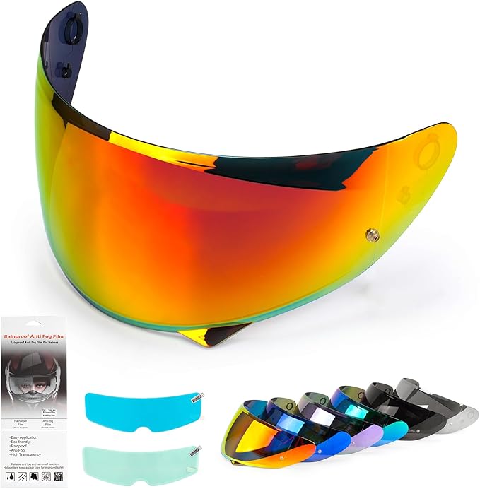 XINGWU Motorcycle Helmet Visor Replacement for HJ-34P Tinted C10 Helmet Visor with Anti-fog Rainproof Film UV Protection HJ-34P Face Shield (Red)