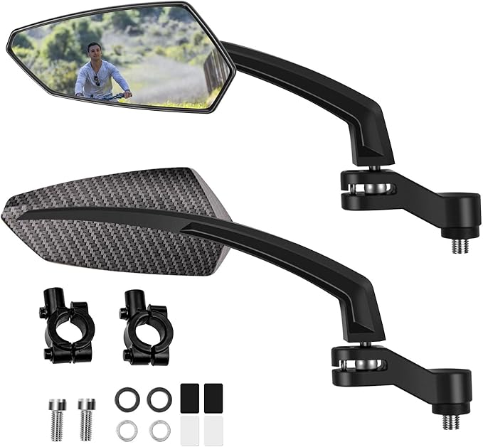 Addmotor Bike Mirrors, 1 Pair Bicycle Mirror Handlebar Mount, 360° Adjustable Rotatable Bike Mirror, HD, Safe Handlebar Rearview Mirror, Bike Accessories Bicycle Mirrors Set(Black)