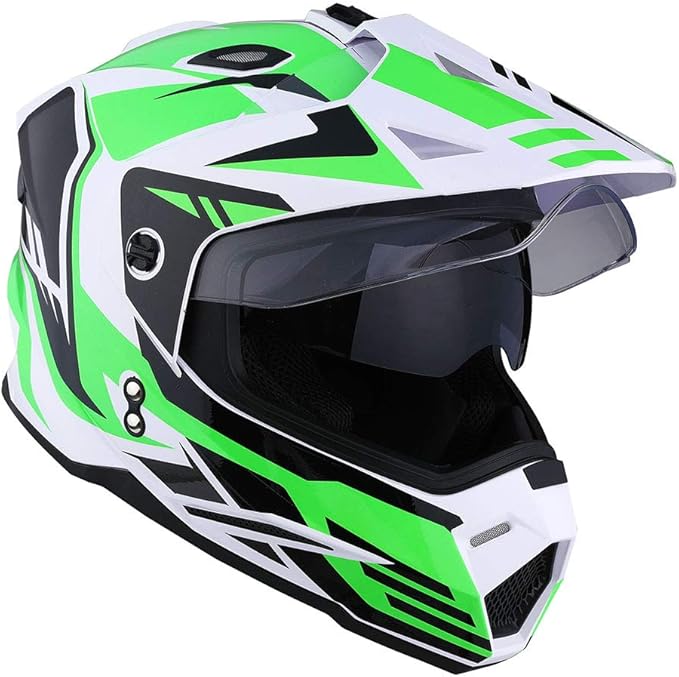 1Storm Dual Sport Motorcycle Motocross Off Road Full Face Helmet Dual Visor: HF802