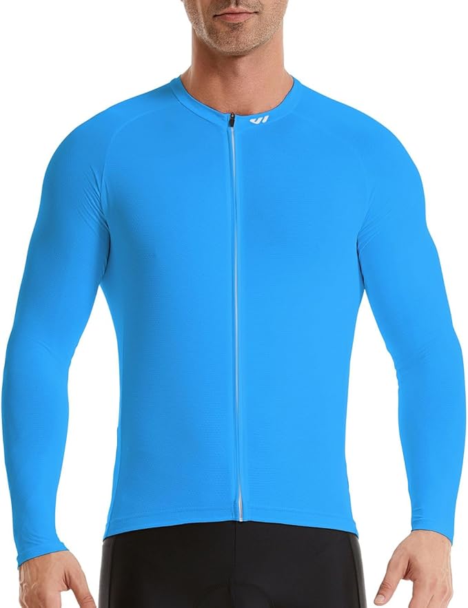 Men's Cycling Jerseys Long Sleeve Bike Biking Shirts Full Zip with Pockets Road Bicycle Clothing