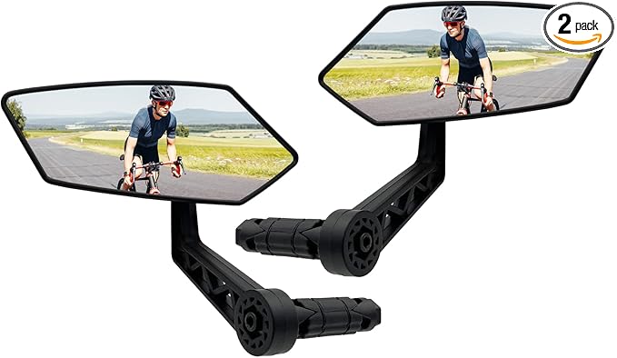 2PCS Bike Mirror, HD Glass Bicycle Mirrors for Handlebar Mount, Adjustable Bar End Bike Rear View Mirror, Scratch Resistant Handlebar Mirrors for E-bike & Scooter (Left&Right 0.59-0.78")