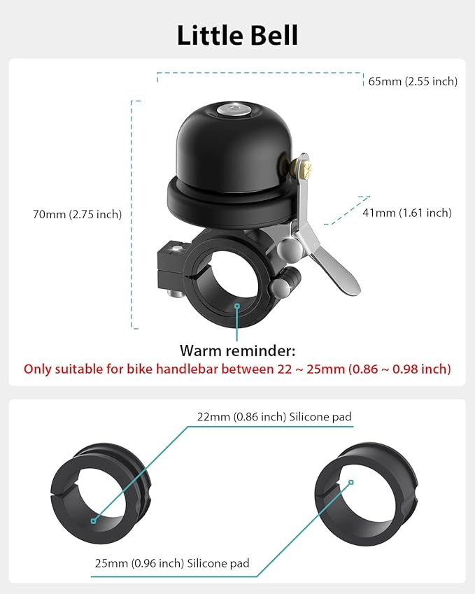 Bicycle Bell for Apple AirTag, Stouchi AirTag Bike Mount GPS Tracker Waterproof Classic Brass Holder Hides Air Tag Under Bike Bell Anti-Theft 2 Sizes for Choice