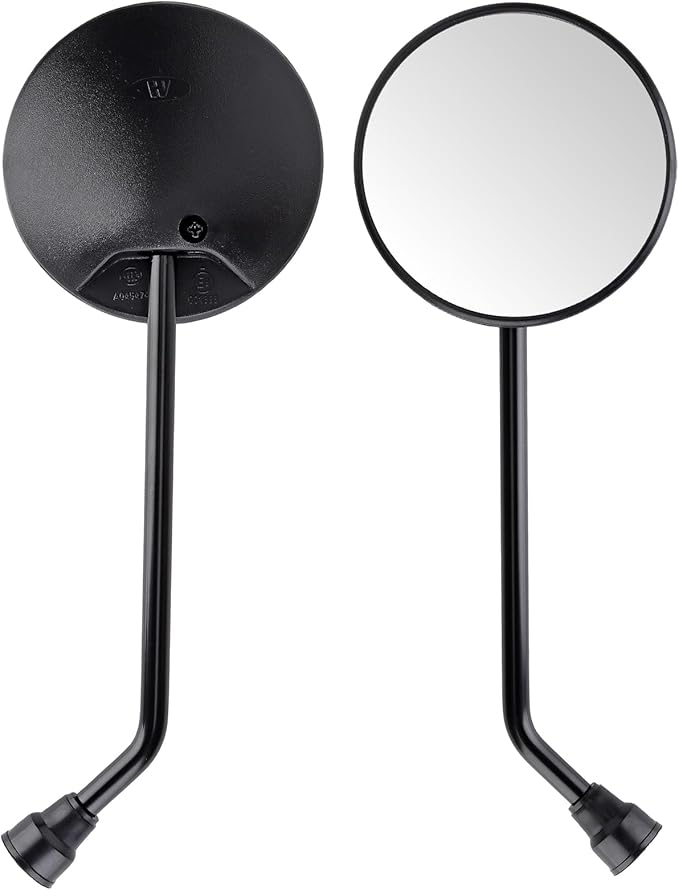 Universal 2Pcs Round Motorcycle Mirrors, Motorcycle Rearview Mirrors Side Mirrors with 8mm Bolt, 7/8" Handlebar Mount M8 Copatible with ATV, Dirt bike, Scooter, Moped, E-Bike