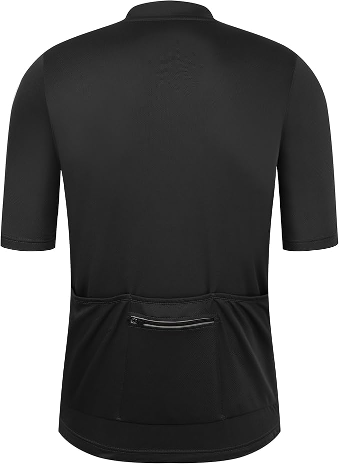 Men's Cycling Jersey Short Sleeves Bike Jersey 1/3 Zipper Solid Color Club Fit, Biking Cycling Shirt Zipper Pocket