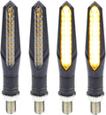 4Pcs Smoked Sequential LED Turn Signal Lights Motorcycle Universal Flowing Amber Blinkers Compatible with Harley Touring ADV Enduro Suzuki DRZ 400S Yamaha MT