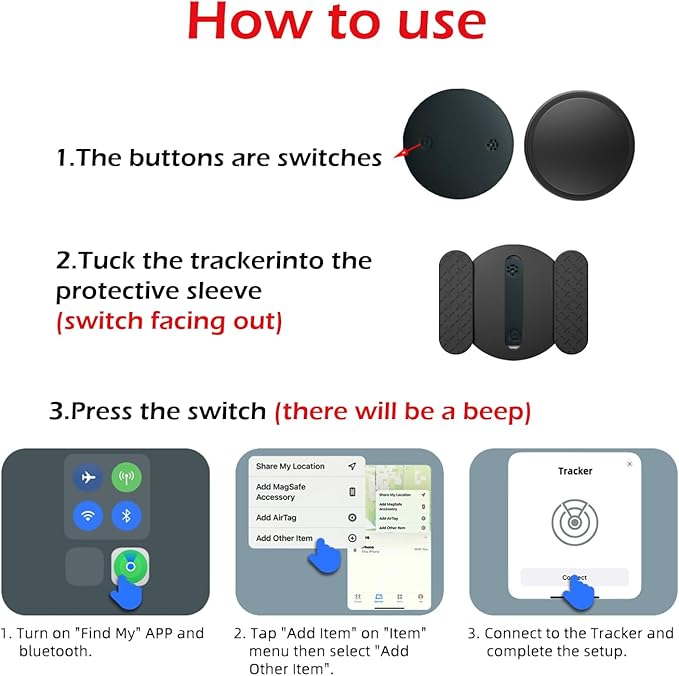 Car GPS Tracker for Vehicles Worldwide GPS Tracker for Vehicles Work with Find My (iOS Only), Car Vehicle Tracking Anti-Lost Locator with App for Cars, Wallet, Pets, Luggage (Black)
