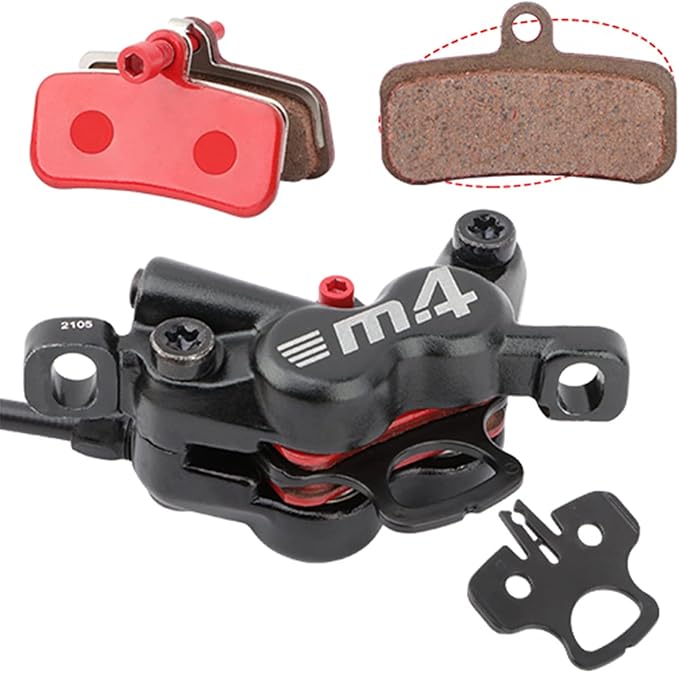 MEROCA M4 4-Piston Mountain Bike Hydraulic Disc Brakes Hydraulic Bike Brakes Front 800mm and Rear 1400mm with PM Adapter for 160mm Rotor