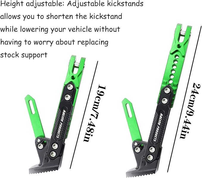 Universal Motorcycle Kickstand Accessories Motor Scooter Modified CNC Aluminum Alloy Adjustable Tripod Holder Kickstand Foot Side Support Stand Motor Scooter Motorbike Motocross Dit Pit Bike