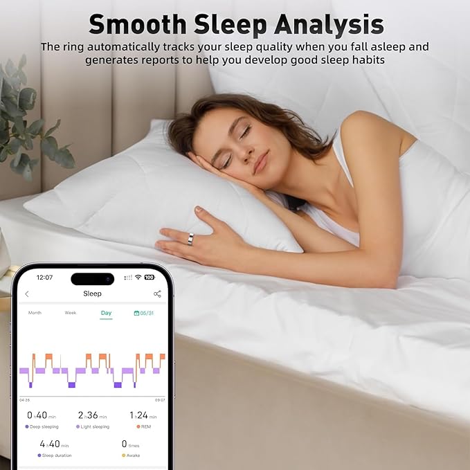 Smart Ring Health Fitness Tracker with GPS Route for Men Women, Step/Heart Rate/Blood Oxygen/Blood Pressure/Sleep Monitoring for iPhone & Andriod, No App Subscription (Silver, #11)