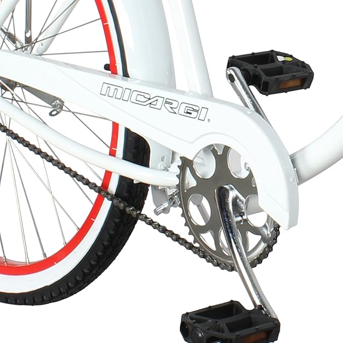 MICARGI 24/26 Inch Adult Cruiser Bicycle Hybrid Bike 1/7 Speeds Commuter Bike for Women, Men, Seniors,Step-Through or Step-Over Bike Steel Frame Multi Colors Style