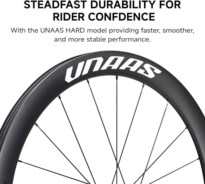 WINSPACE UNAAS Hard Carbon Fiber Wheelset 700C Disc Brake 50mm Depth Ultralight 1609g Road Bike Wheels, Tubeless Ready Pillar 1423 Spoke.