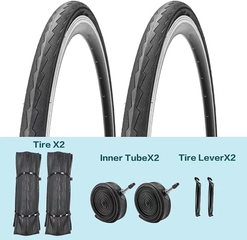 2 Pack 700x23C/25C/28C/35C/38C Bike Tires Plus Bike Inner Tubes Presta Valve 48mm or Schrader Valve 48mm Foldable Replacement Tires for Road Bicycle
