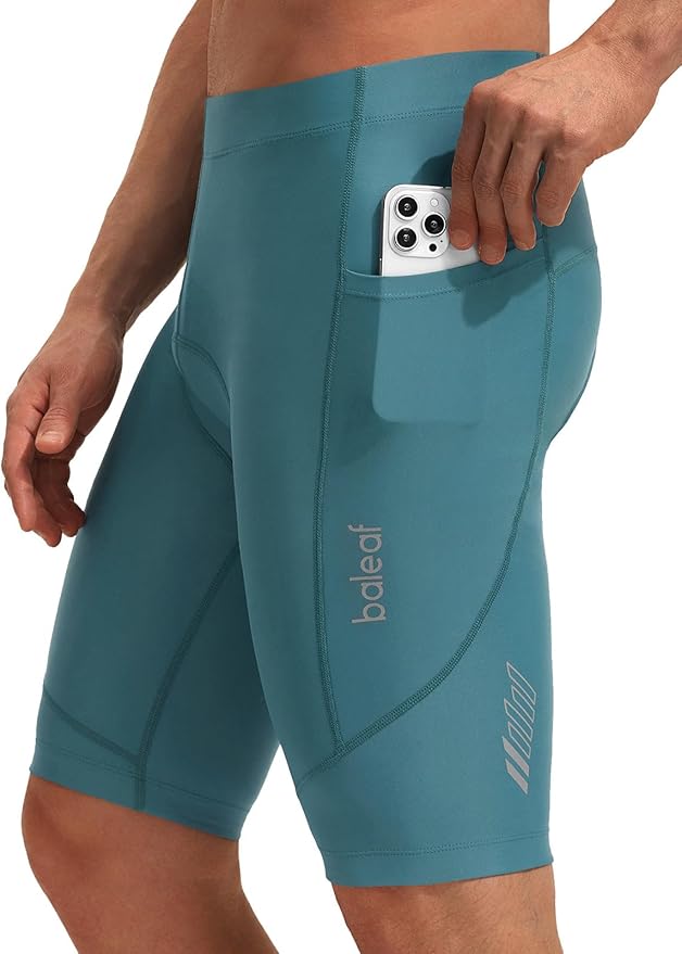 baleaf Men's 4D Padded Bike Shorts Cycling Zipper Pockets Biking Bicycle Mountain Riding Biker Cycle UPF 50+