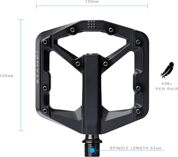 Crankbrothers Stamp Flat MTB Pedals - Size-Specific, Lightweight, Versatile, Durable Bike Pedals