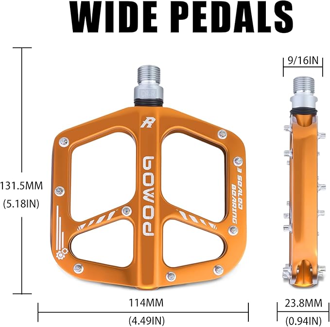 Bike Pedals 9/16" Lightweight Non-Slip Bicycle Platform Pedals - Fits Most Adult Bikes & Mountain Bikes &MTB, Road Bikes and Slip-Resistant Design