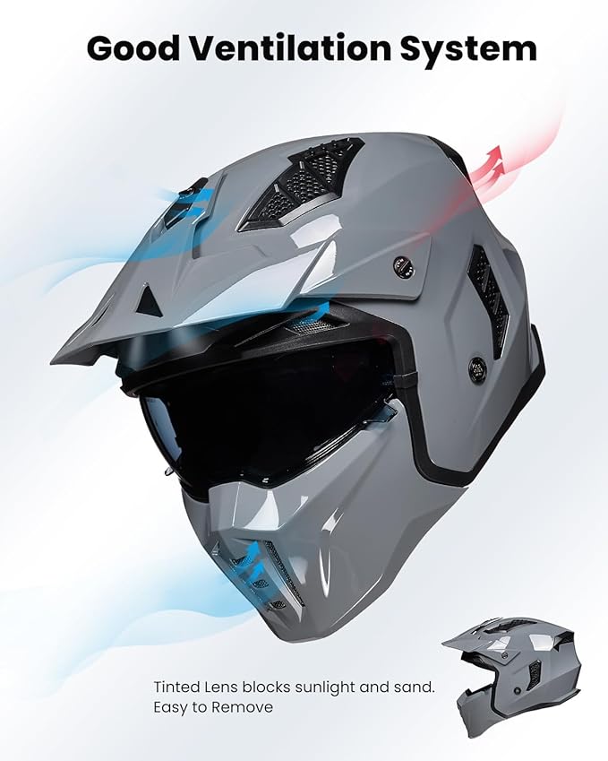 ILM Open Face Motorcycle 3/4 Half Helmet for Men and Women, Vintage Retro Helmet with Visor for Moped ATV Cruiser Scooter DOT Model Z302(Gray,Small)
