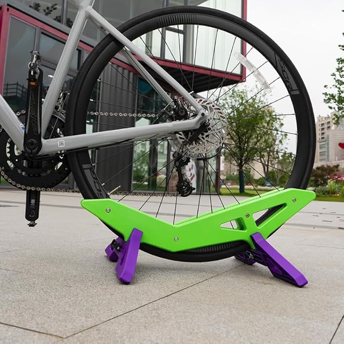 Bike Stand Portable Floor Rack For Bicycle Park Adjustable Bike Floor Stand Storage Fit 20"-29" Mountain Road Bicycle for Home Garage Parking,Green Purple