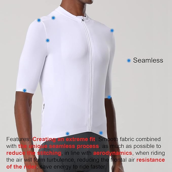 YKYWBIKE Cycling Jersey Men Aero Race Fit, Road Bike Jersey Short Sleeved Moisture Wicking, Breathable,Zip Pocket,UPF50＋