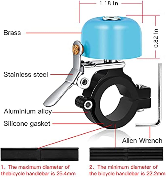 Greallthy Bike Bell Classic Brass Bicycle Bell,Bike Bells for Adults Kids, Loud Retro Bell for Road & Mountain Bikes, Universal Handlebar Fit