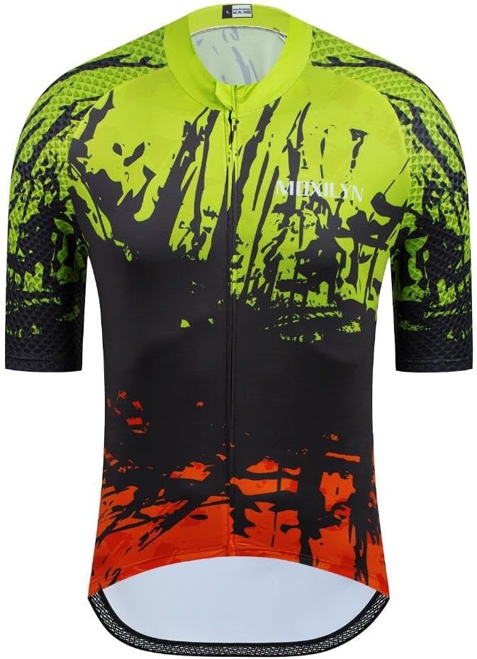 MOXILYN Men's Cycling Jersey Short Sleeve with 4 Pockets Moisture Wicking Breathable Quick Dry MTB Biking Shirt